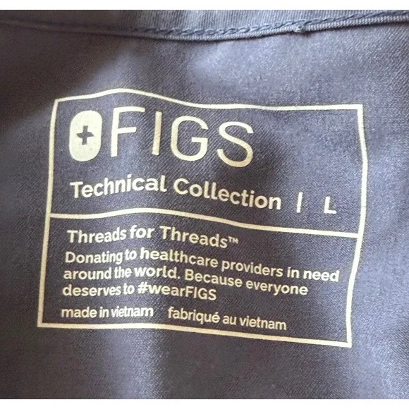 FIGS Technical Collection Scrub‎ Top V-Neck Short Sleeve Blue Gray Large Nurse - Picture 5 of 5